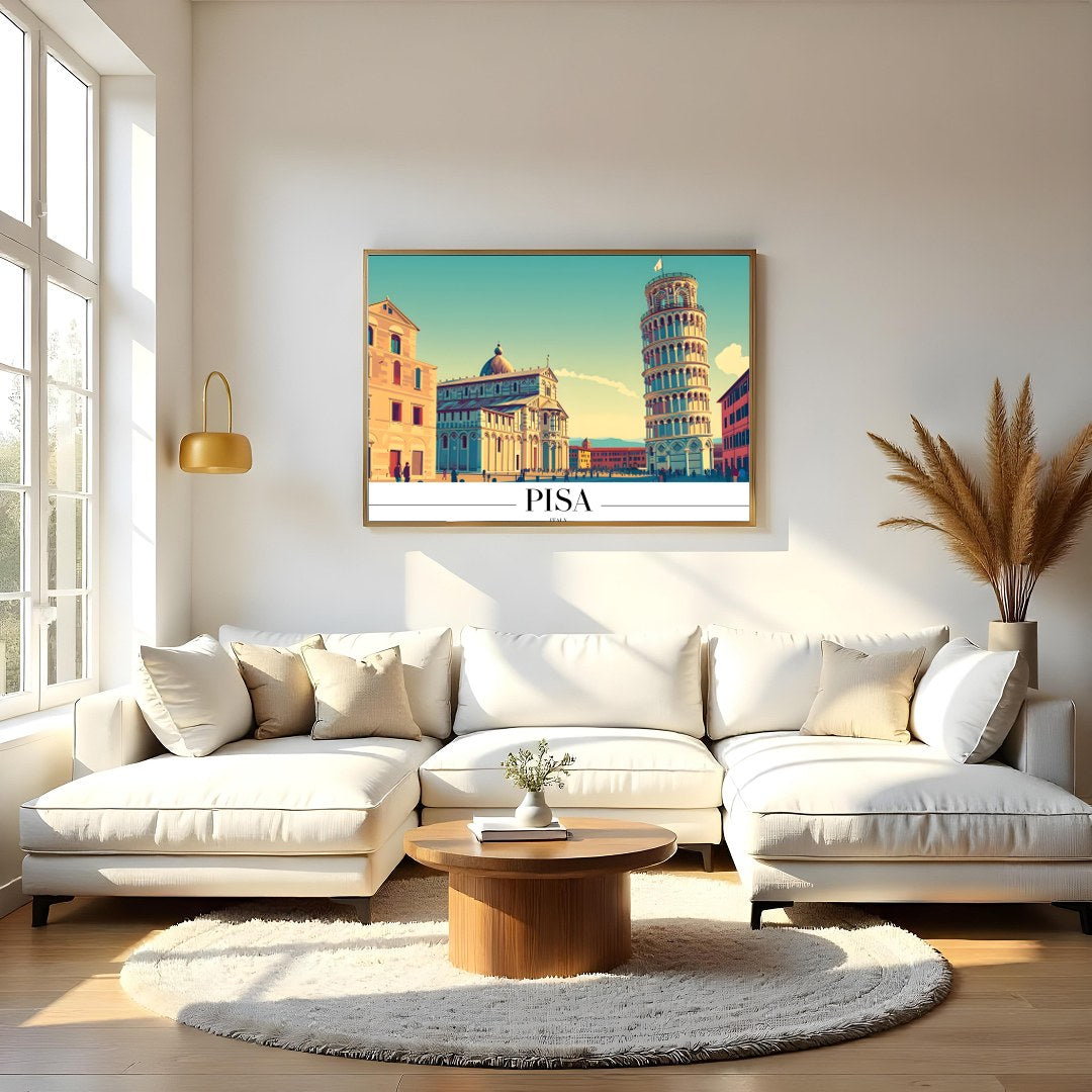 Immerse yourself in the architectural grandeur of Pisa with this stunning artwork. Capturing the for Living Room