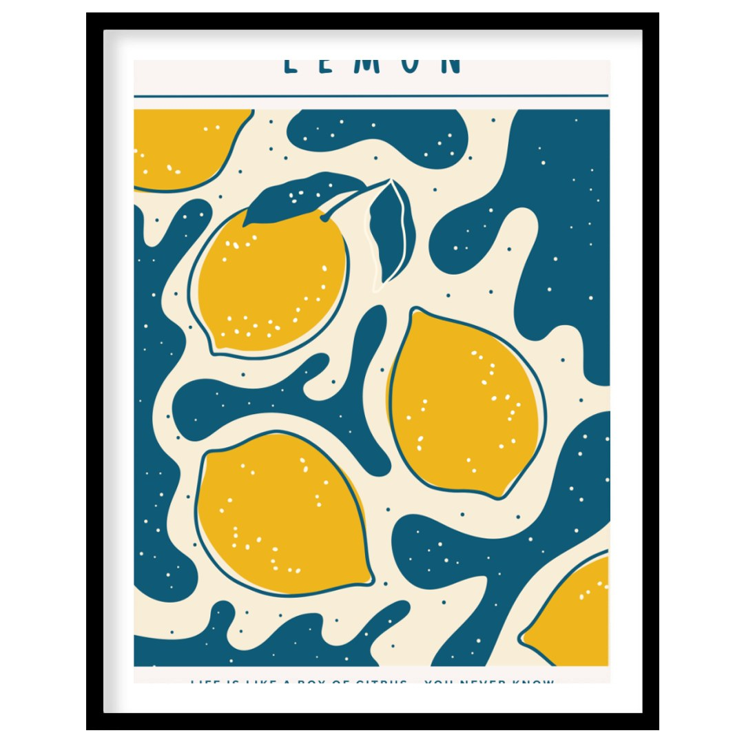 This vibrant and whimsical poster features a captivating abstract design centered around lemons, ex… for house