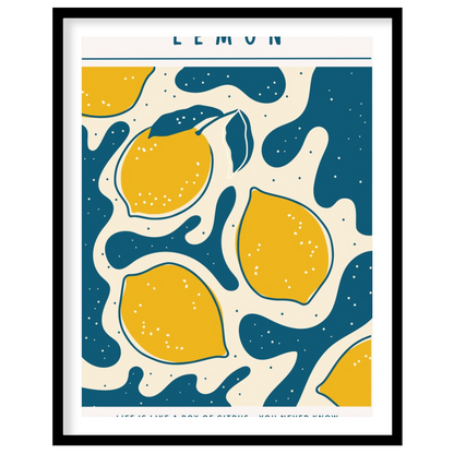 This vibrant and whimsical poster features a captivating abstract design centered around lemons, ex… for house