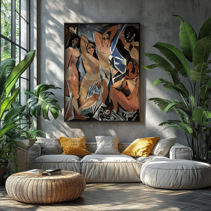 “Les Demoiselles d’Avignon,” painted by Pablo Picasso in 1907, is a monumental and revolutionary oi… for living room