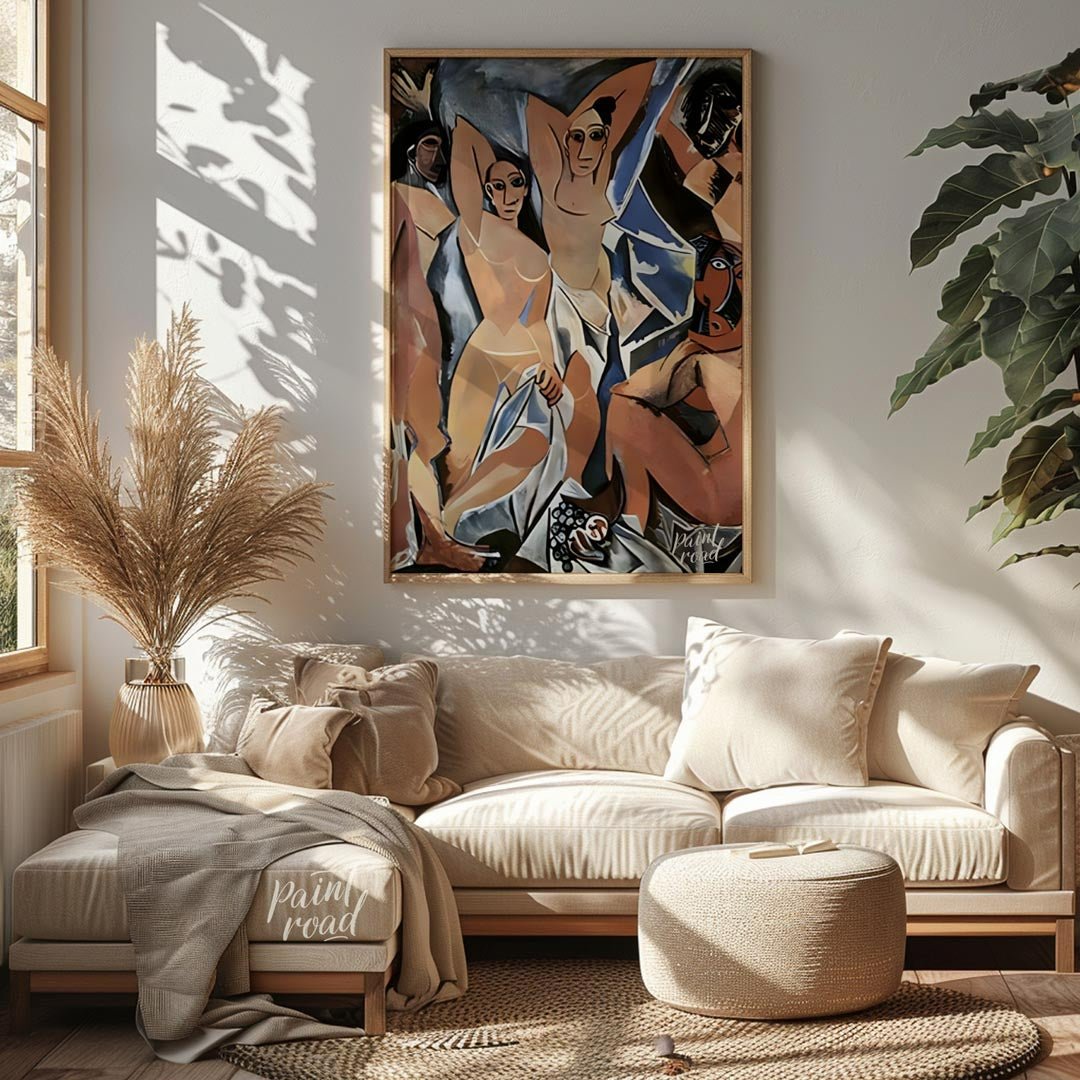 “Les Demoiselles d’Avignon,” painted by Pablo Picasso in 1907, is a monumental and revolutionary oi… for living room