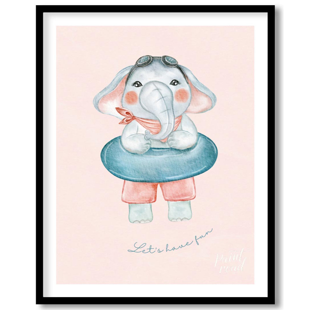 This playful illustration captures the joyful energy of childhood through a charming elephant chara… for house