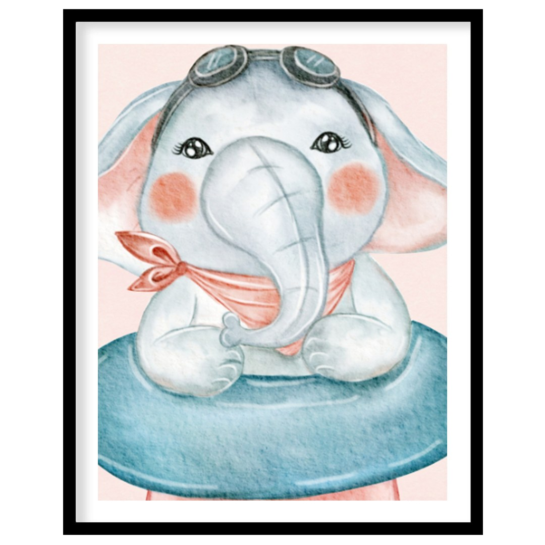 This playful illustration captures the joyful energy of childhood through a charming elephant chara… for house