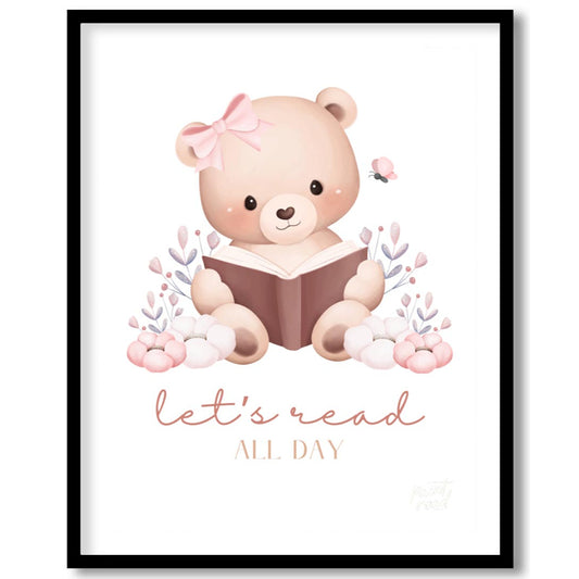 This enchanting watercolor illustration features an adorable light brown teddy bear with a sweet pi… for place