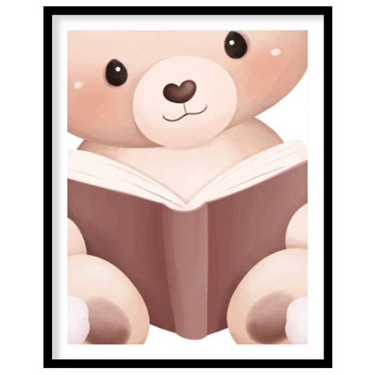 This enchanting watercolor illustration features an adorable light brown teddy bear with a sweet pi… for place