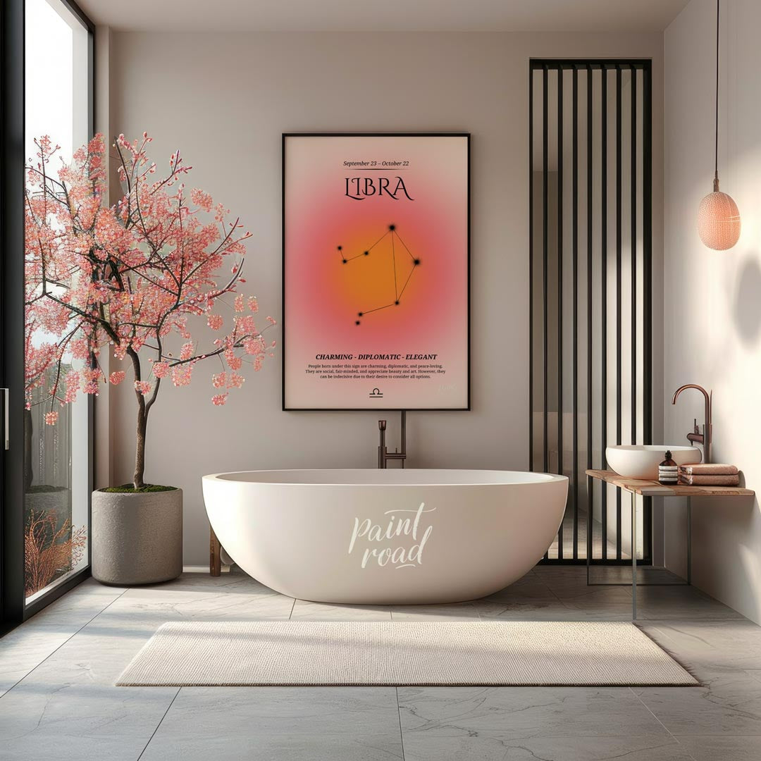 This Libra zodiac sign poster beautifully showcases the essence of individuals born between Septemb… for bathroom