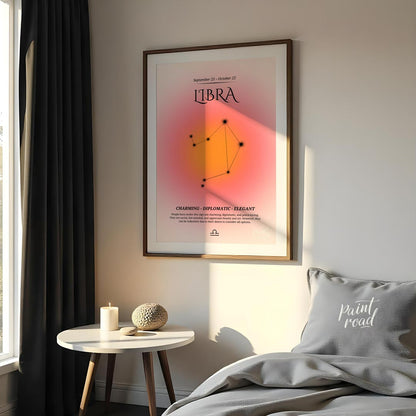 This Libra zodiac sign poster beautifully showcases the essence of individuals born between Septemb… for bedroom