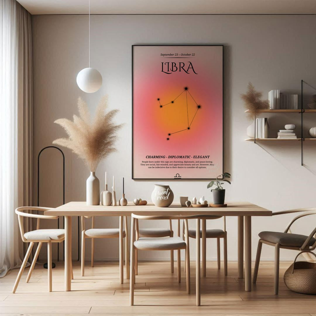 This Libra zodiac sign poster beautifully showcases the essence of individuals born between Septemb… for dining room