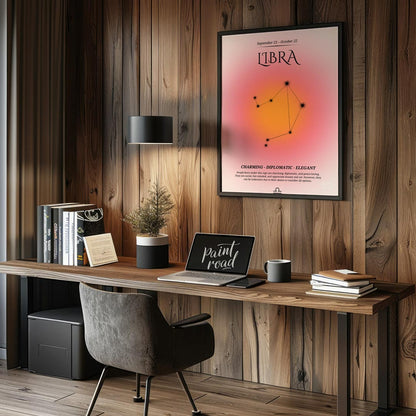 This Libra zodiac sign poster beautifully showcases the essence of individuals born between Septemb… for office