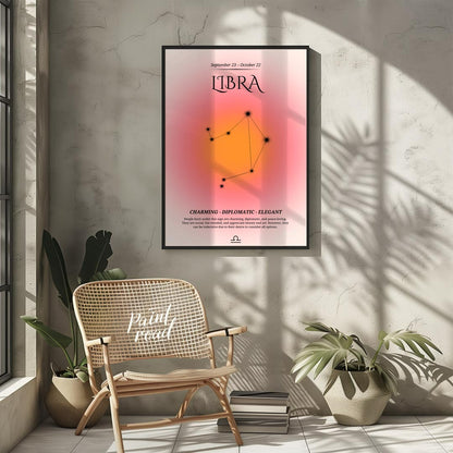 This Libra zodiac sign poster beautifully showcases the essence of individuals born between Septemb… for other