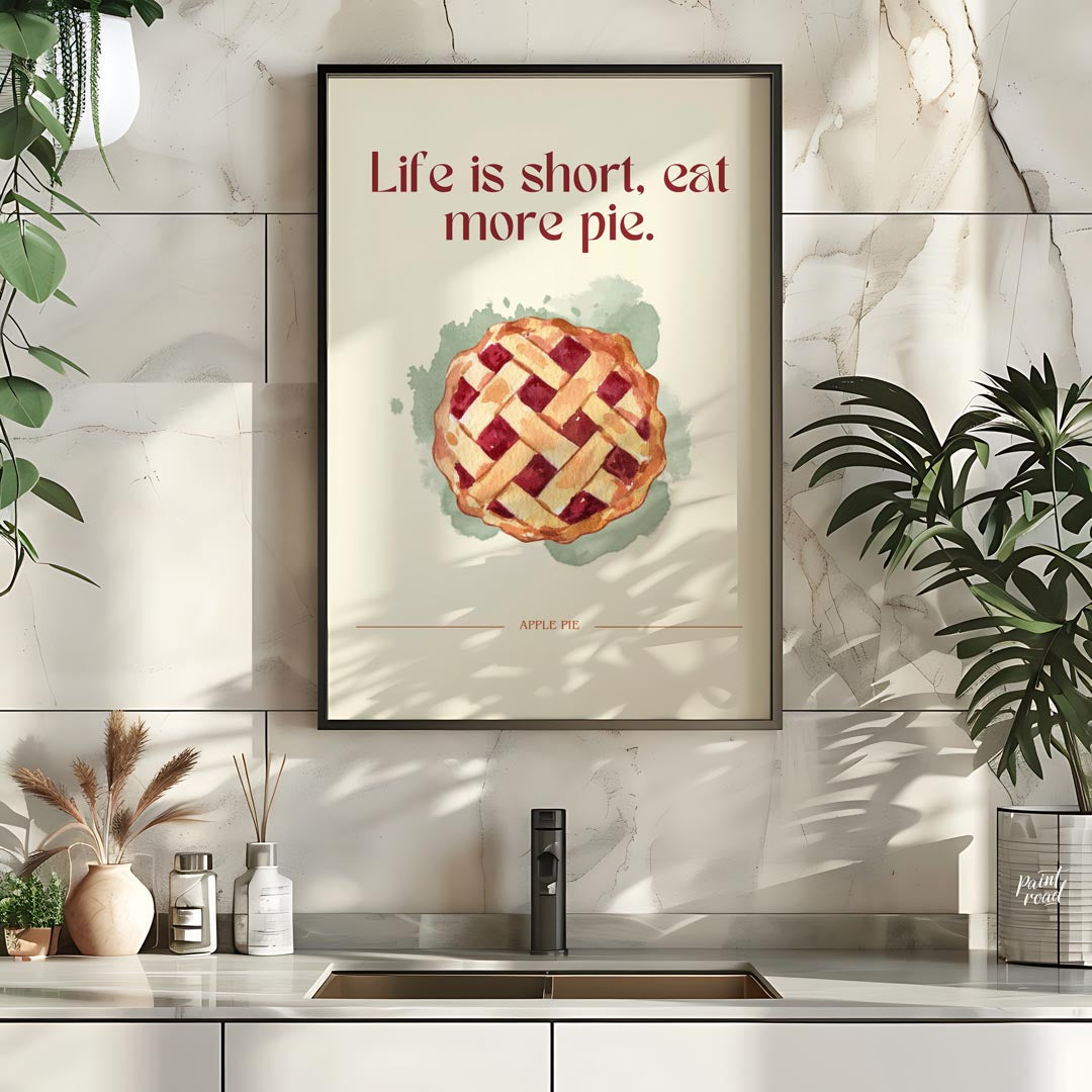 This charming and heartwarming poster features a delectable illustration of an apple pie, accompani… for kitchen