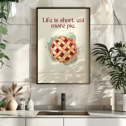 This charming and heartwarming poster features a delectable illustration of an apple pie, accompani… for kitchen