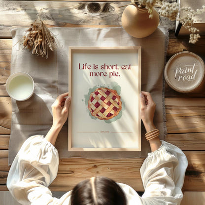 This charming and heartwarming poster features a delectable illustration of an apple pie, accompani… for kitchen