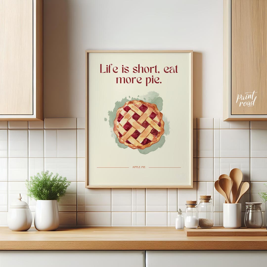 This charming and heartwarming poster features a delectable illustration of an apple pie, accompani… for kitchen