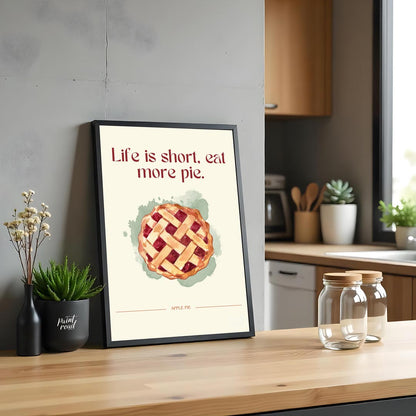 This charming and heartwarming poster features a delectable illustration of an apple pie, accompani… for kitchen