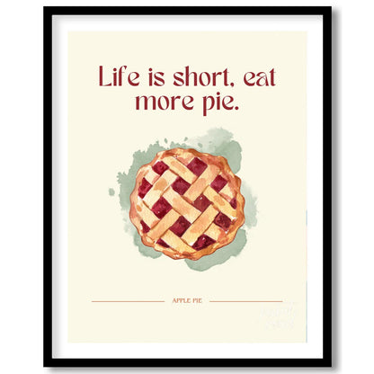 This charming and heartwarming poster features a delectable illustration of an apple pie, accompani… for place