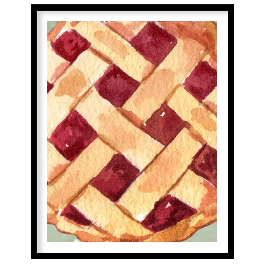 This charming and heartwarming poster features a delectable illustration of an apple pie, accompani… for place