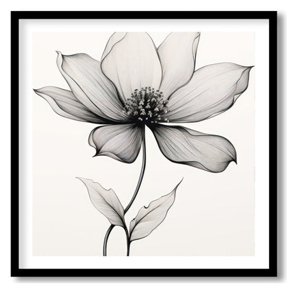 Experience the beauty of simplicity with this elegant line art floral piece. This artwork captures for space
