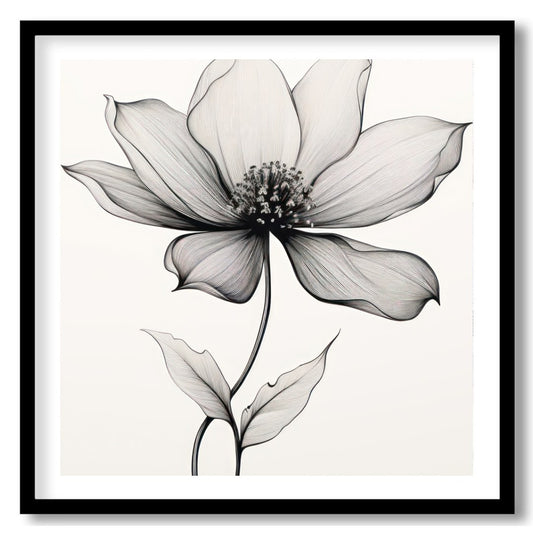 Experience the beauty of simplicity with this elegant line art floral piece. This artwork captures for space