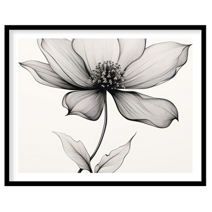 Experience the beauty of simplicity with this elegant line art floral piece. This artwork captures for space