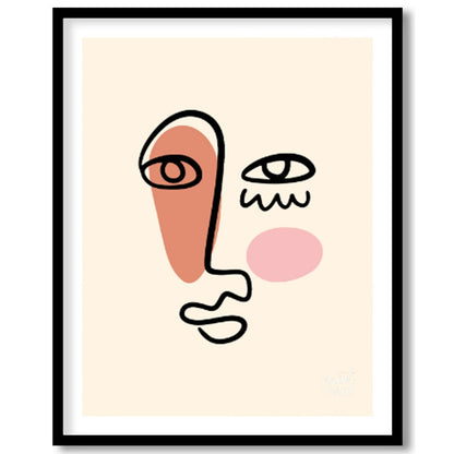 This striking face-line illustration poster channels abstract sophistication and emotional depth. R… for home
