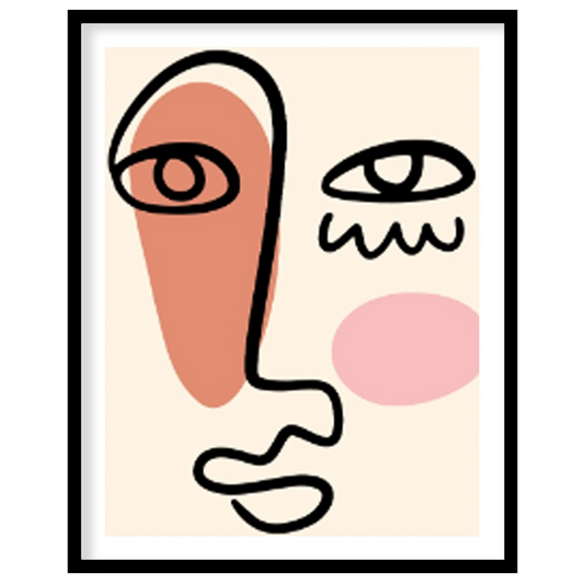 This striking face-line illustration poster channels abstract sophistication and emotional depth. R… for home