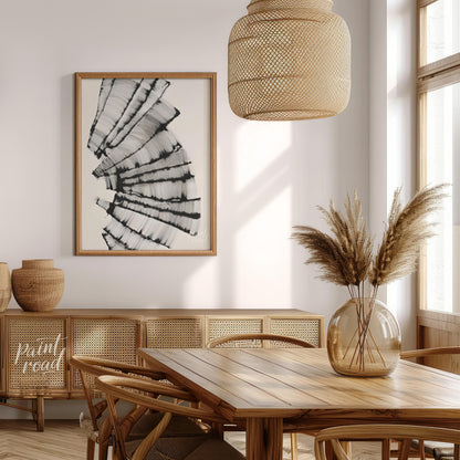" ""Linear Cascade"" presents a dynamic composition of tightly packed, parallel lines that create a… for dining room