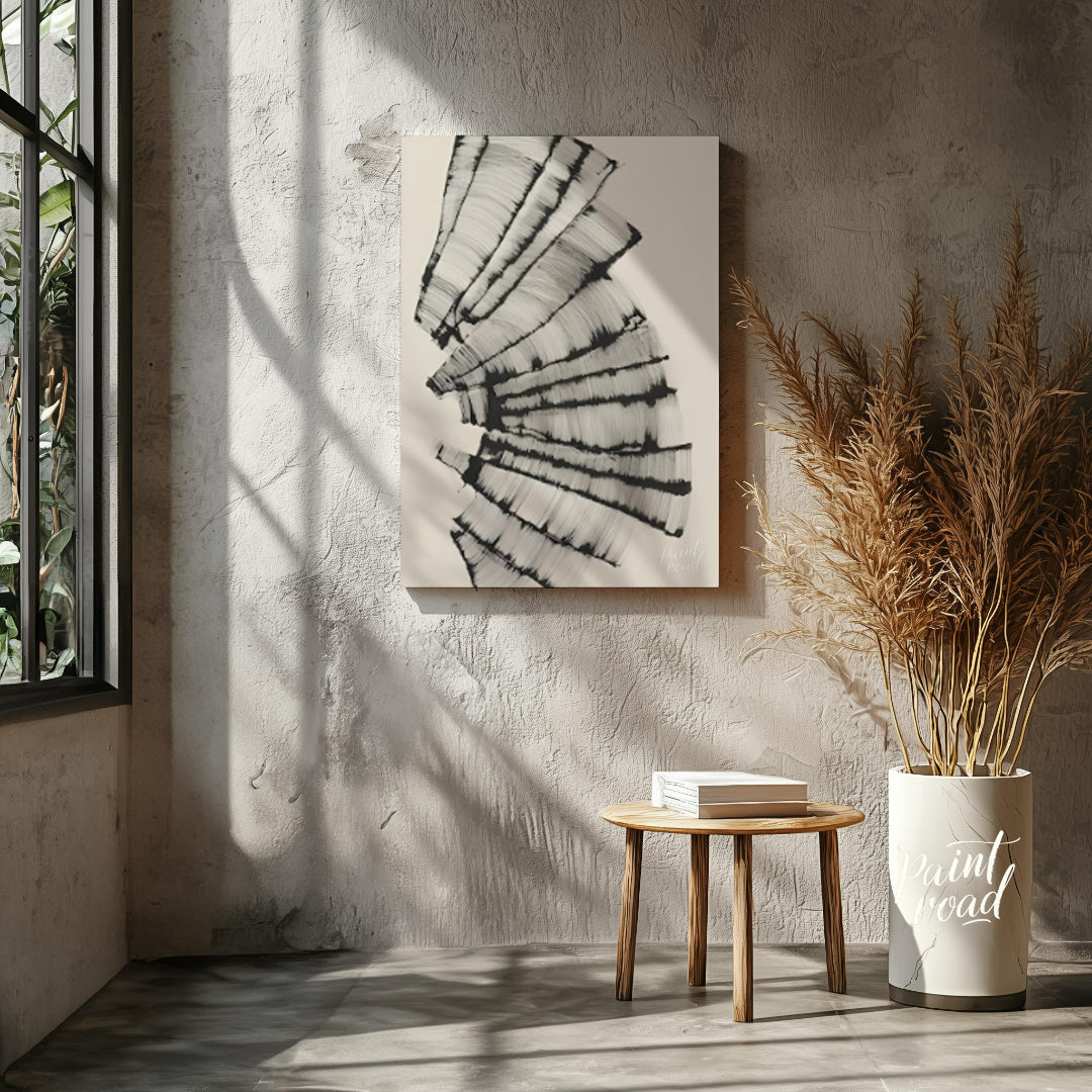 " ""Linear Cascade"" presents a dynamic composition of tightly packed, parallel lines that create a… for living room