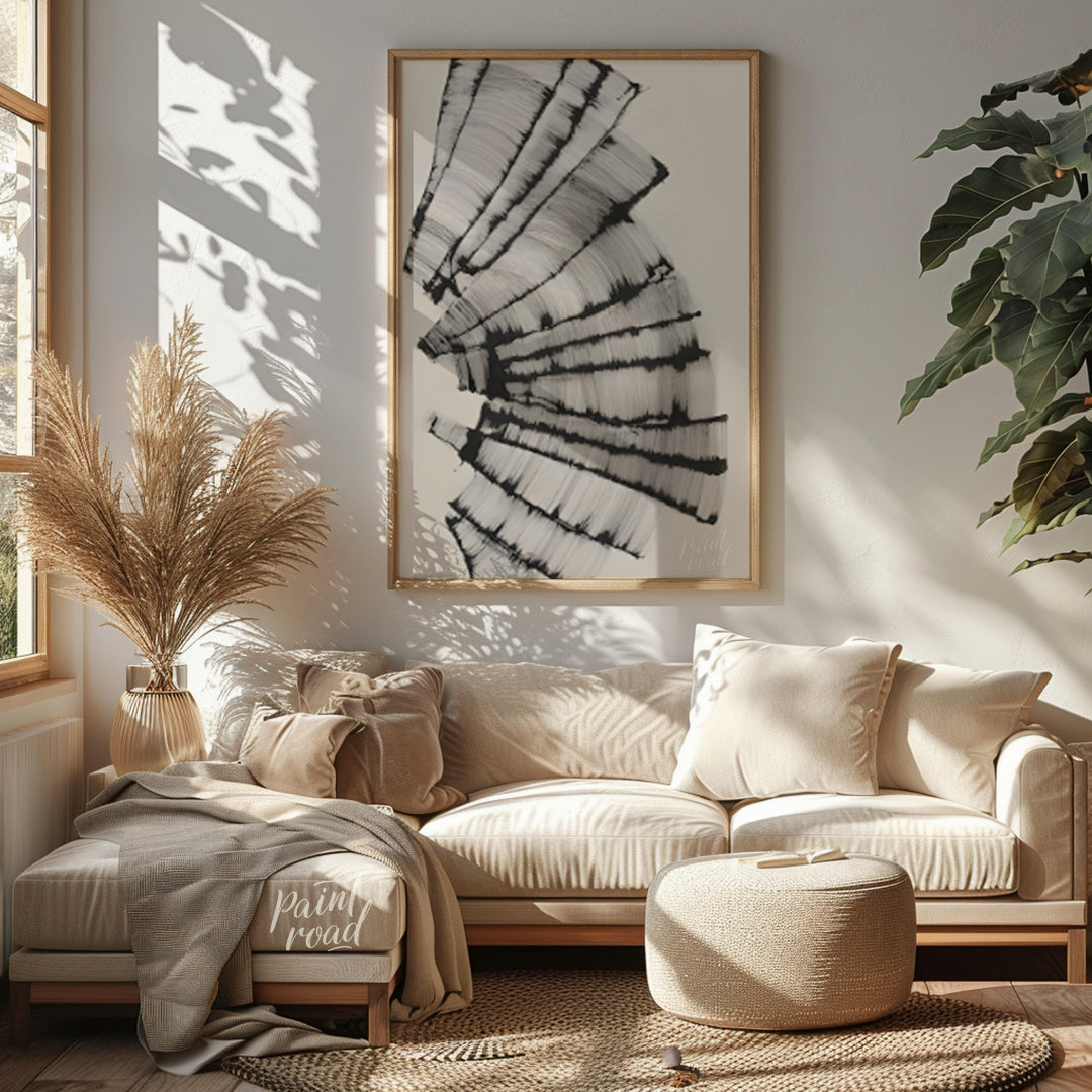 " ""Linear Cascade"" presents a dynamic composition of tightly packed, parallel lines that create a… for living room