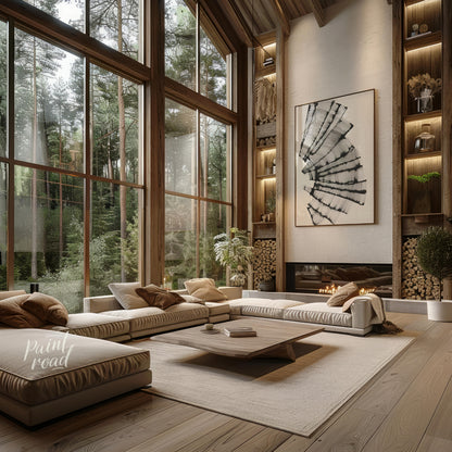 " ""Linear Cascade"" presents a dynamic composition of tightly packed, parallel lines that create a… for living room