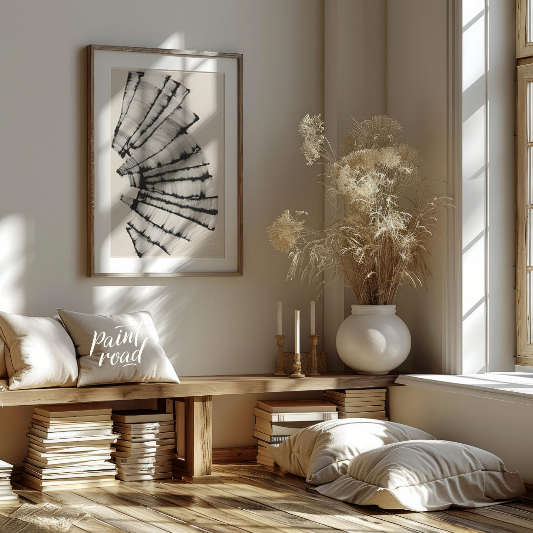 " ""Linear Cascade"" presents a dynamic composition of tightly packed, parallel lines that create a… for living room