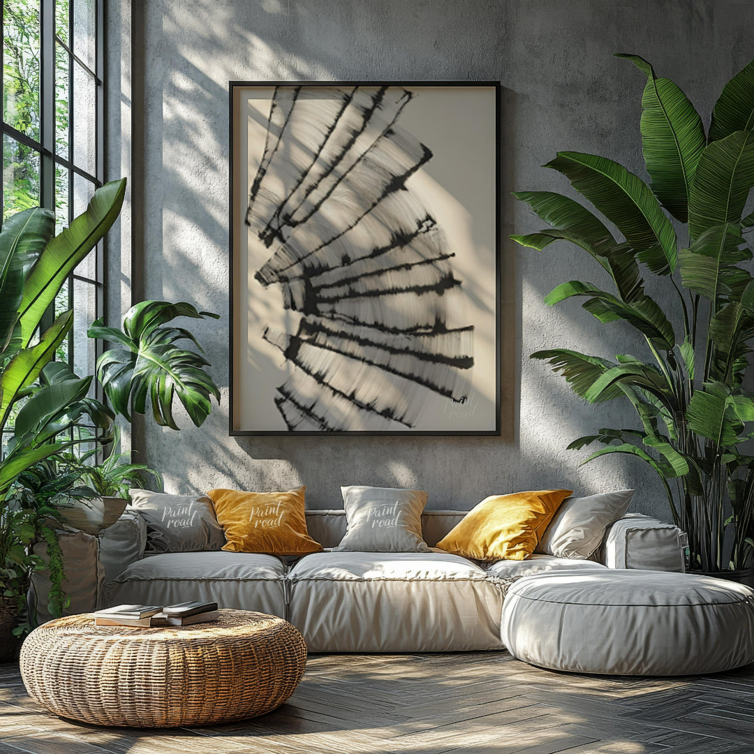 " ""Linear Cascade"" presents a dynamic composition of tightly packed, parallel lines that create a… for living room