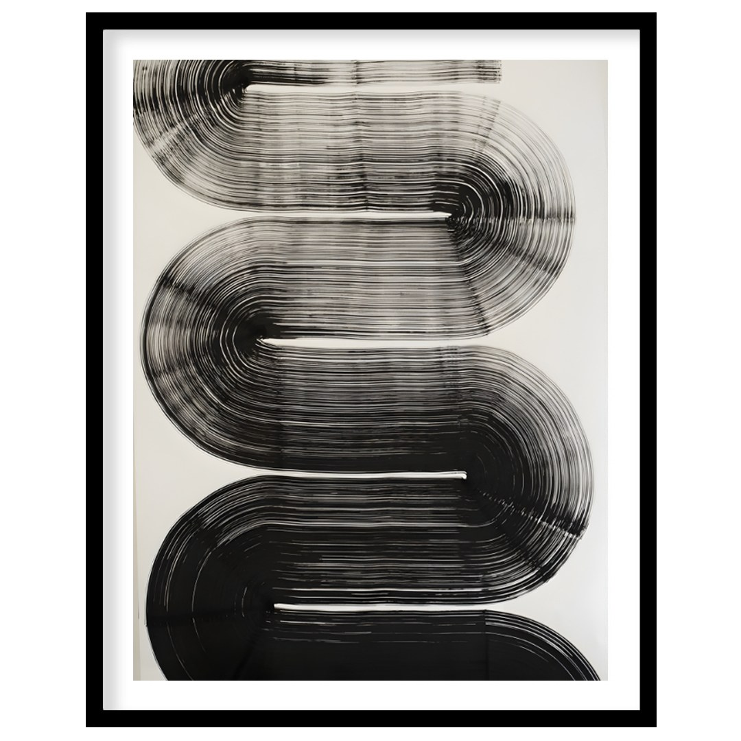 "Linear Curve Flow" presents a dynamic abstract composition featuring bold, sweeping lines that for… for abode