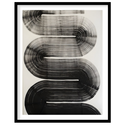 "Linear Curve Flow" presents a dynamic abstract composition featuring bold, sweeping lines that for… for abode