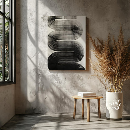 "Linear Curve Flow" presents a dynamic abstract composition featuring bold, sweeping lines that for… for other