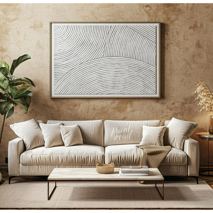 """Linear Resonance"" presents a captivating abstract pattern of meticulously drawn, concentric lin… for living room