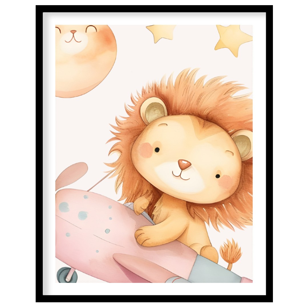 “Lion Pilot Adventure” whisks viewers into a sky full of wonder with a charming illustration of a f… for area
