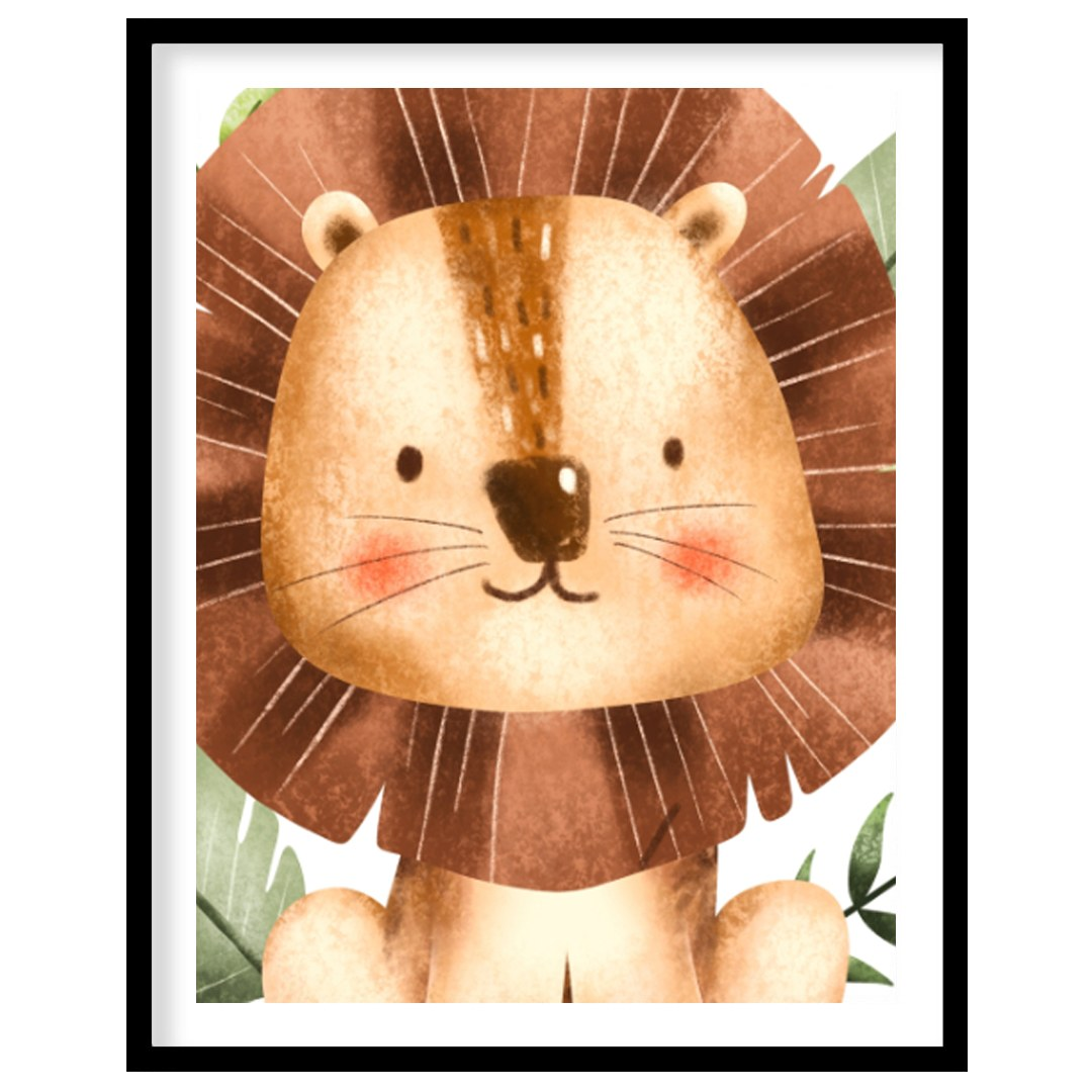 This heartwarming illustration of a young lion captures pure childhood wonder through soft lines an… for place