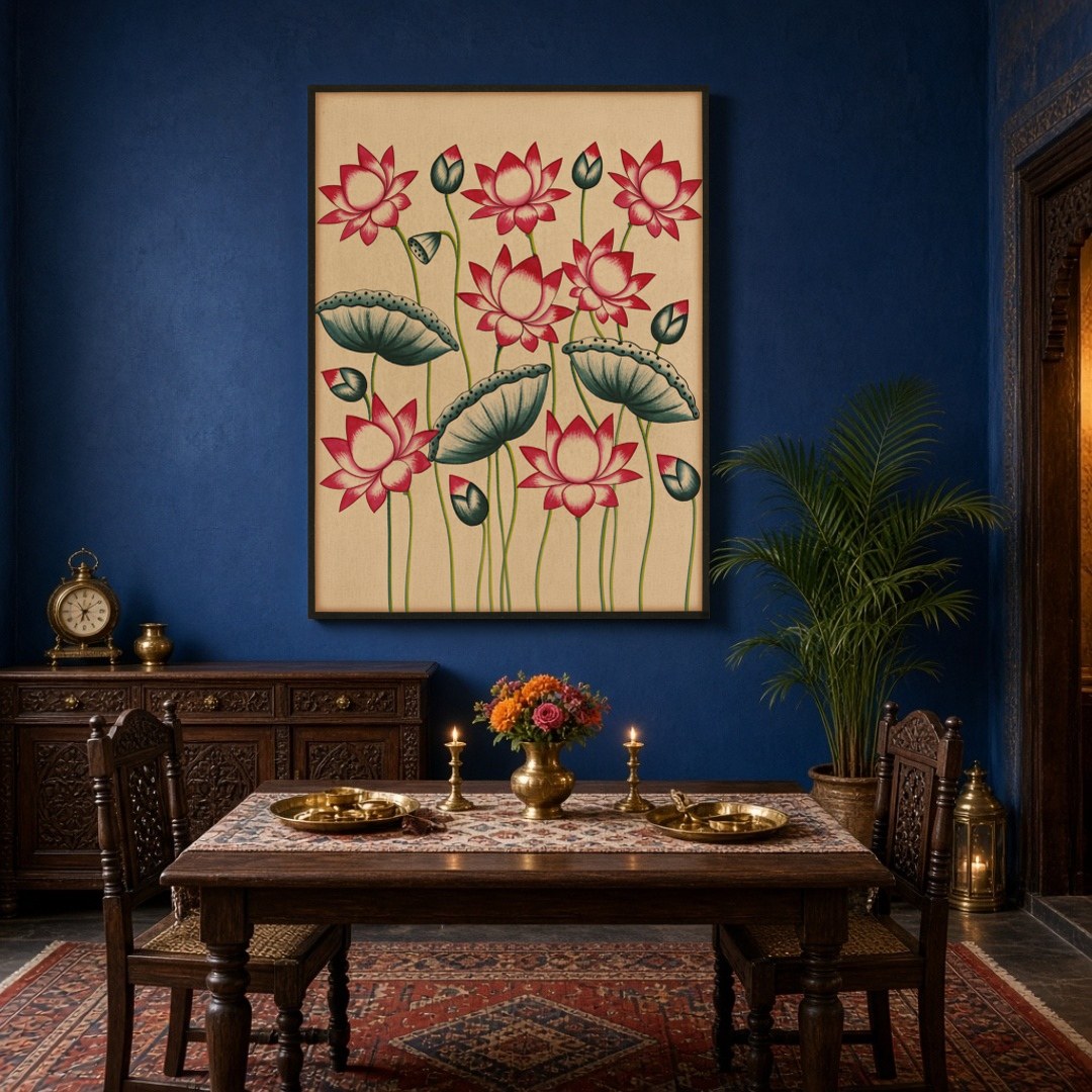 Experience the tranquil beauty of Lotus Harmony in Vibrant Pichwai, where traditional Indian for Dining