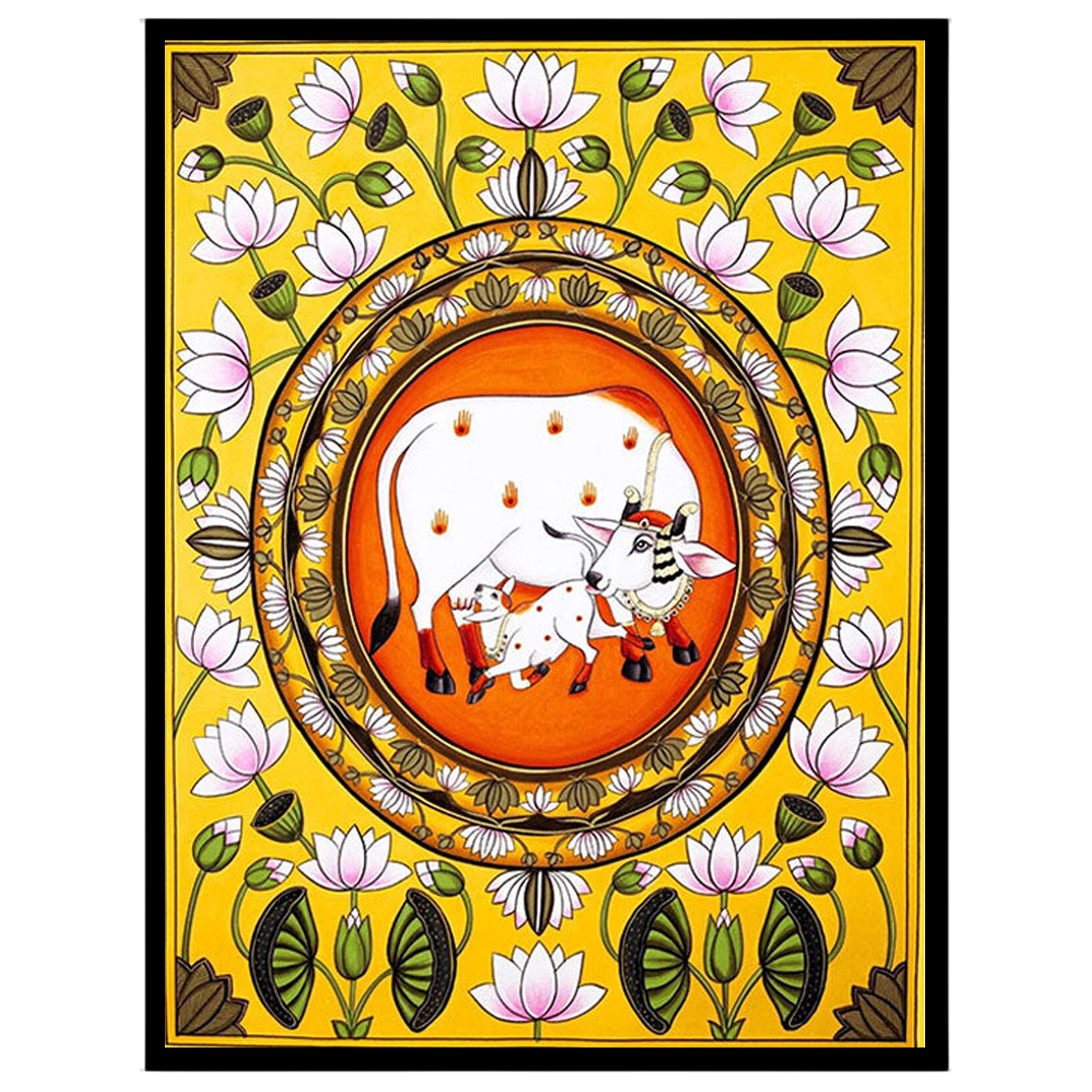 Immerse yourself in the rich tradition of Indian art with this exquisite Pichwai painting, for house
