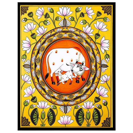 Immerse yourself in the rich tradition of Indian art with this exquisite Pichwai painting, for house