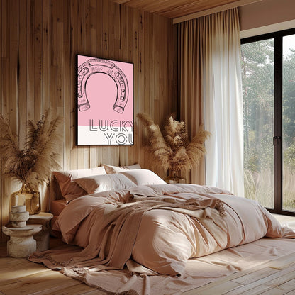 Elevate your space with this charming wall art featuring a delicately sketched horseshoe against a for Bedroom