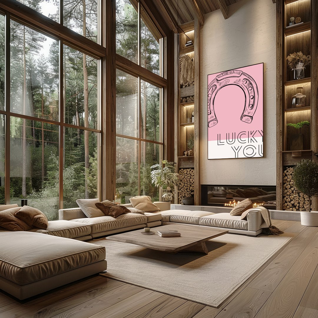 Elevate your space with this charming wall art featuring a delicately sketched horseshoe against a for Living Room