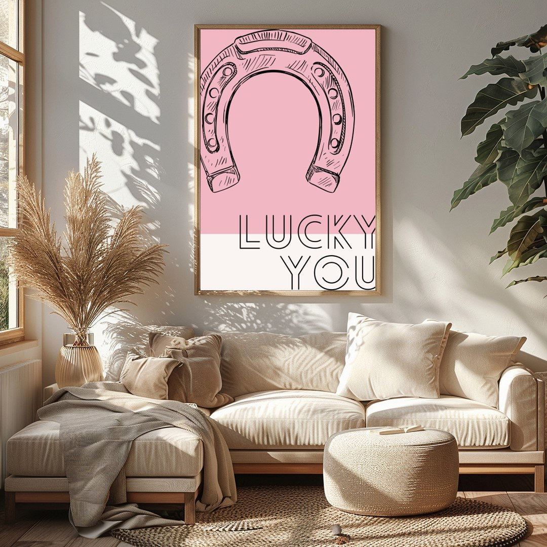 Elevate your space with this charming wall art featuring a delicately sketched horseshoe against a for Sitting Area