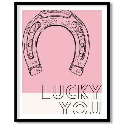 Elevate your space with this charming wall art featuring a delicately sketched horseshoe against a for space