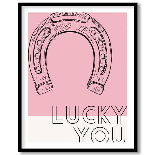 Elevate your space with this charming wall art featuring a delicately sketched horseshoe against a for space