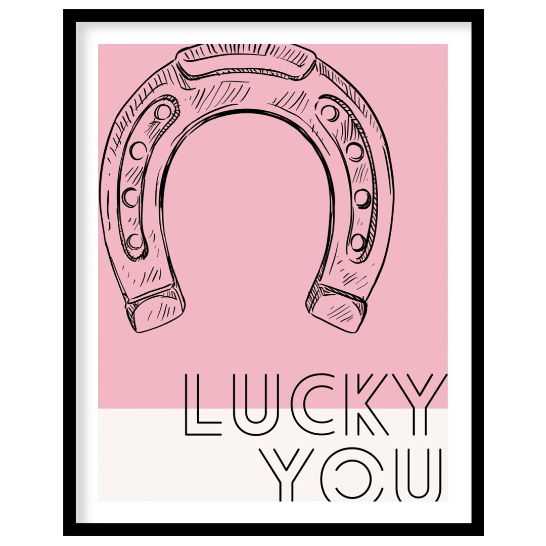 Elevate your space with this charming wall art featuring a delicately sketched horseshoe against a for space