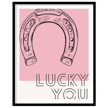 Elevate your space with this charming wall art featuring a delicately sketched horseshoe against a for space