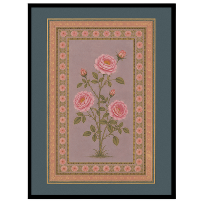 Experience the elegance of Indo-Mughal artistry with this exquisite botanical art depicting pink for space