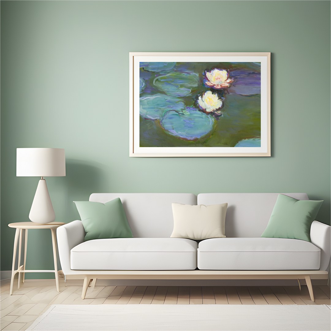 Experience the tranquil beauty of water lilies floating gracefully on serene waters. This stunning for Hall